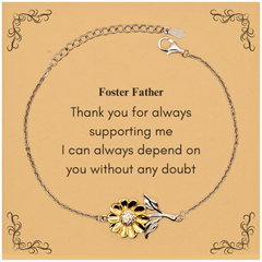 Foster Father Engraved Sunflower Bracelet - Always Dependable Support, Perfect Gift for Birthday, Christmas, Graduation, and Veterans Day