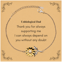 Sunflower Bracelet Unbiological Dad Always Dependable, Engraved Gift for Fathers Day, Birthday, Christmas, and Graduation