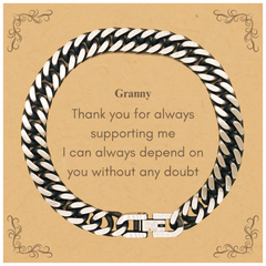 Granny Cuban Link Chain Bracelet - Always Depend on You, Birthday Gift for Grandma, Unique Thank You Jewelry for Grandma, Supportive Granny Gift for Christmas, Confidence Inspiring Bracelet for Granny