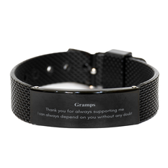 Gramps Black Shark Mesh Bracelet - Always Dependable, Perfect Gift for Grandfather on Birthday, Christmas, and Veterans Day - Engraved Confidence and Support for Gramps