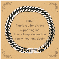 Father Thank You Cuban Link Chain Bracelet for Dad Birthday Gift Inspirational Confidence Veterans Day