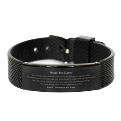 Black Shark Mesh Bracelet Gift for Son-In-Law - Always Believe in You, Inspirational Love, Birthday, Confidence, Graduation, Christmas, Veterans Day, Engraved