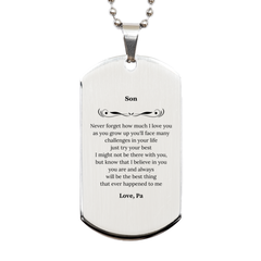 Son Engraved Silver Dog Tag - Never Forget I Love You Graduation Gift for Him Military Inspirational Confidence Tag