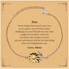 Engraved Sunflower Bracelet for Son - You are the best thing that ever happened to me - Inspirational Gift for Birthday, Graduation, Christmas, Holidays, and More - Love Mom Forever