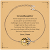 Granddaughter Sunflower Bracelet Engraved Inspirational Gift for Birthday and Graduation - Never forget how much I love you as you grow up, face challenges with confidence, my best wishes are always with you
