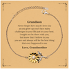 Sunflower Bracelet Grandson Love Reminder Engraved Gift for Christmas Graduation Inspire Confidence and Hope in You