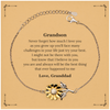 Grandson Sunflower Bracelet, Believing in You Always, Inspirational Gift for Grandson, Birthday, Graduation, Veterans Day, Christmas, Engraved Remembrance Jewelry, Grandson Love and Support