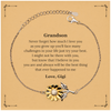 Grandson Sunflower Bracelet - Never Forget How Much I Love You - Inspirational Graduation Gift with Engraved Message of Love and Confidence for Birthday, Christmas, and Holidays