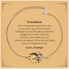 Unique Sunflower Bracelet for Grandson - Show Your Love and Confidence in His Journey - Perfect Gift for Birthday, Graduation, and Holidays - Engraved Inspirational Quote to Always Keep Him Inspired and Hopeful