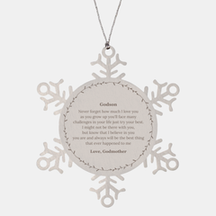 Personalized Godson Snowflake Ornament Engraved Love and Inspiration Gift for Christmas and Graduation - Unique Godson Never forget how much I love you as you grow up youll face many challenges in your life just try your best. I might not be there with y