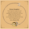 Bonus Daughter Sunflower Bracelet Engraved Inspirational Gift for Her - Never forget how much I love you as you grow up. Always believe in yourself and know that Im cheering for you. Perfect Birthday or Graduation Present to show your love and support.