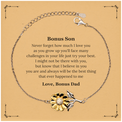 Bonus Son Sunflower Bracelet - Always Believe in Yourself and Shine with Confidence - Inspirational Gift for Christmas, Graduation, and Veterans Day