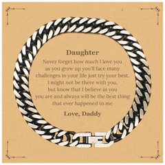 Believe in You Cuban Link Chain Bracelet for Daughter - Inspirational Gift for Christmas, Birthday, Graduation - The Best Thing that Happened to Me - Love Dad
