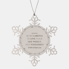 Grandma Snowflake Ornament - Inspiring Wisdom for Christmas Decor and Gifts
