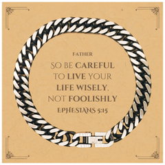 Father Cuban Link Chain Bracelet Inspires Wisdom for Christmas Gift