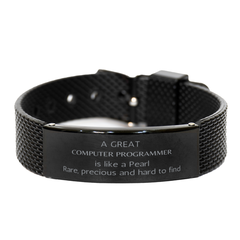 Black Shark Mesh Bracelet for Computer Programmers - A Rare and Precious Gift for Birthday, Christmas, and Holidays