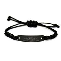 Correctional Officer Black Rope Bracelet - A Rare, Precious Gift for Inspirational Hope and Confidence in the Corrections Niche, Perfect for Birthdays, Holidays, and Graduation