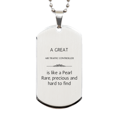 Air Traffic Controller Silver Dog Tag - Inspirational Engraved Pendant for Graduation, Christmas, and Veterans Day Gifts