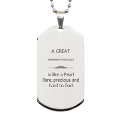 Apartment Manager Engraved Silver Dog Tag - A Rare and Precious Gift for Graduation, Birthday, and Christmas