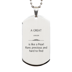 Logger Inspirational Engraved Silver Dog Tag - A great teacher is like a Pearl, perfect for Christmas, Veterans Day, Graduation, Confidence