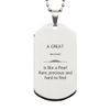 Engraved Silver Dog Tag Mechanic Gift A great teacher is like a Pearl for Birthday and Graduation