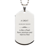 Respiratory Therapist Engraved Silver Dog Tag - A Rare and Precious Gift for Graduation and Holidays
