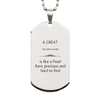 Security Guard Engraved Silver Dog Tag A great teacher is like a Rare and Inspirational Pearl, Perfect for Christmas, Graduation, and Veterans Day Gifts