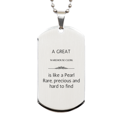 Rare and Precious Engraved Silver Dog Tag for Warehouse Clerk - A Great Teacher is like a Pearl - Inspirational Gift for Christmas, Graduation, and Veterans Day