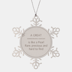 Administrative Assistant Snowflake Ornament A great teacher is like a precious gem, hard to find - Inspirational Christmas Gift for Office Professionals