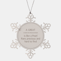 Computer Programmer Snowflake Ornament - A Rare, Precious Gift for Christmas, Birthday, Graduation, and Holidays with Inspirational Engraved Message of Hope and Confidence