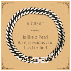 Rare Pearl Umpire Cuban Link Chain Bracelet Engraved Gift Veterans Day Birthday Confidence Hope