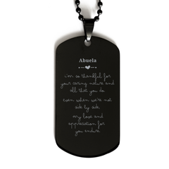 Abuela Black Dog Tag Engraved Gratitude Gift for Birthday, Christmas, and Veterans Day - Unique Token of Love and Appreciation from Grandchild