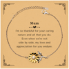 Sunflower Bracelet for Mum - A Token of Gratitude and Love for Mothers Day, Birthday, or Christmas Gift, Engraved with Thankful Quote from the Heart