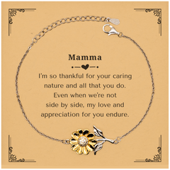 Engraved Sunflower Bracelet for Mamma - A Token of Love, Thanks, and Appreciation, Perfect for Mothers Day, Birthday, or Christmas Gifts