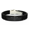 Black Glidelock Clasp Bracelet for Mother In Law - A Token of Appreciation for Your Caring Nature on Mothers Day, Christmas, and Special Occasions - Engraved with Love and Gratitude
