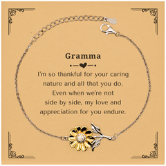 Sunflower Bracelet for Grandma - A Token of Appreciation and Love, Perfect Birthday Gift for Her, Engraved with Caring Nature
