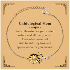 Unbiological Mom Sunflower Bracelet - A Gift of Appreciation and Love, Perfect for Mothers Day, Birthday, or Christmas