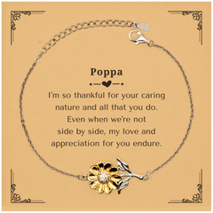 Poppa Sunflower Bracelet - A Unique Thank You Gift for Fathers Day, Birthday, and Christmas - Engraved Love and Appreciation