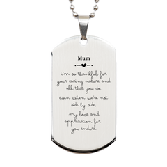 Engraved Silver Dog Tag for Mum - Enduring Love and Appreciation for Birthday, Christmas, and Veterans Day