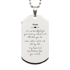 Grandma Dog Tag Necklace Gift for Birthday - Engraved Love and Appreciation - Silver Dog Tag for Grandma - Unique and Inspirational Gift for Grandmother