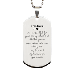 Unique Silver Dog Tag for Grandmum - Engraved Appreciation Gift for Grandma on Mothers Day, Christmas, and Birthday - Thankful Grandmum I Love You Always