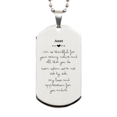 Unique Silver Dog Tag Aunt Gift - Engraved Appreciation for Your Caring Nature - Perfect Birthday, Christmas, Graduation Gift - Dog Tag for Aunt