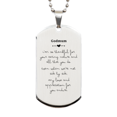 Godmum Engraved Silver Dog Tag - A Token of Love and Appreciation for Your Caring Nature on Christmas, Birthday, and Graduation