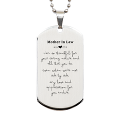 Mother In Law Engraved Silver Dog Tag - A Gift of Appreciation, Love, and Gratitude for All You Do on Christmas, Birthday, and Special Occasions