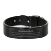 Black Shark Mesh Bracelet Godmother Appreciation Gift Caring Nature Thankful Unique Engraved Jewelry for Birthday Christmas Holidays