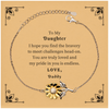 Daughter Sunflower Bracelet Engraved Inspirational Love Gift for Her, Birthday Christmas Graduation Jewelry to My Daughter, Daddy Hopes You Find Confidence and Bravery in Challenges, Truly Loved and Endlessly Proud