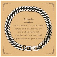 Abuelo Cuban Link Chain Bracelet Engraved Caring Nature Christmas Gift for Grandpa