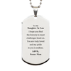 Unique Silver Dog Tag for Daughter In Law - Engraved Inspirational Quote - Perfect Gift for Birthdays, Holidays, Graduation - Confidence and Love from Bonus Mom