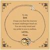 Engraved Sunflower Bracelet for Son - Bravery, Love, Inspirational Gift for Birthday, Christmas - Unique and Perfect Expression of Mums Pride in You