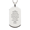 Unique Engraved Silver Dog Tag for Bonus Sister - Bravery, Love, Inspiration for Christmas, Birthday, Holidays, Graduation - Brothers Pride Gift